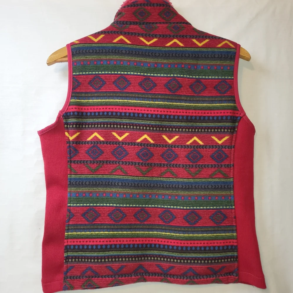 River Rose‎ Sherpa Western Blanket Print Full Zip Vest Women's Size Medium